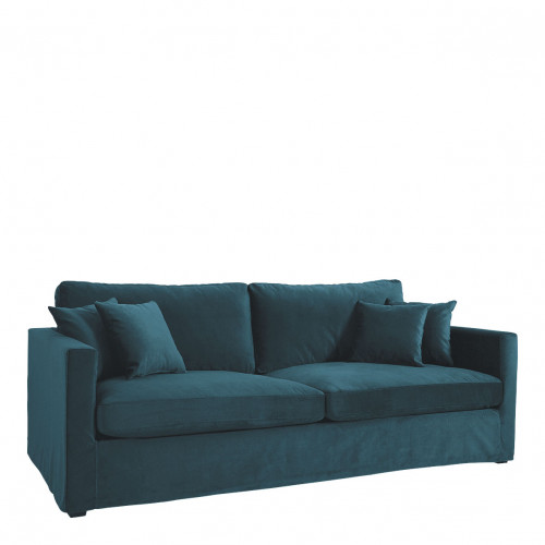 Blanc D'ivoire Canapé ANGIE En Velours - Bleu Paon