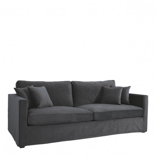 Blanc D'ivoire Canapé ANGIE En Velours - Gris Foncé