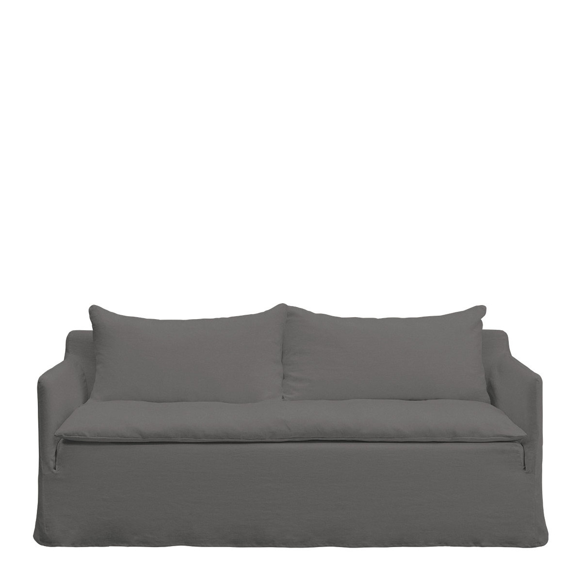 blanc d'ivoire Canapé GABRIEL en lin - Gris foncé