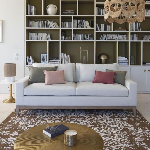 Blanc D'ivoire Canapé LÉONORE En Lin - Blanc