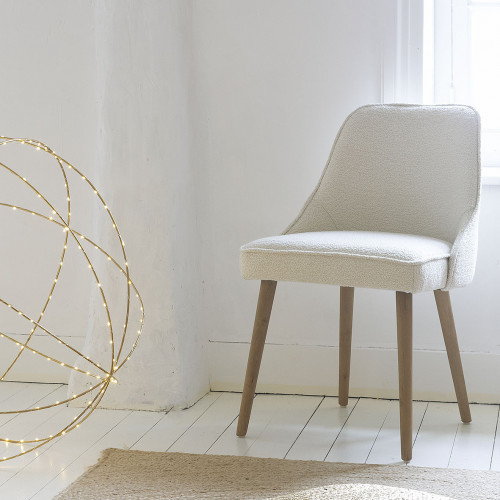 Blanc D'ivoire Chaise MARCUS En Bouclette - Crème