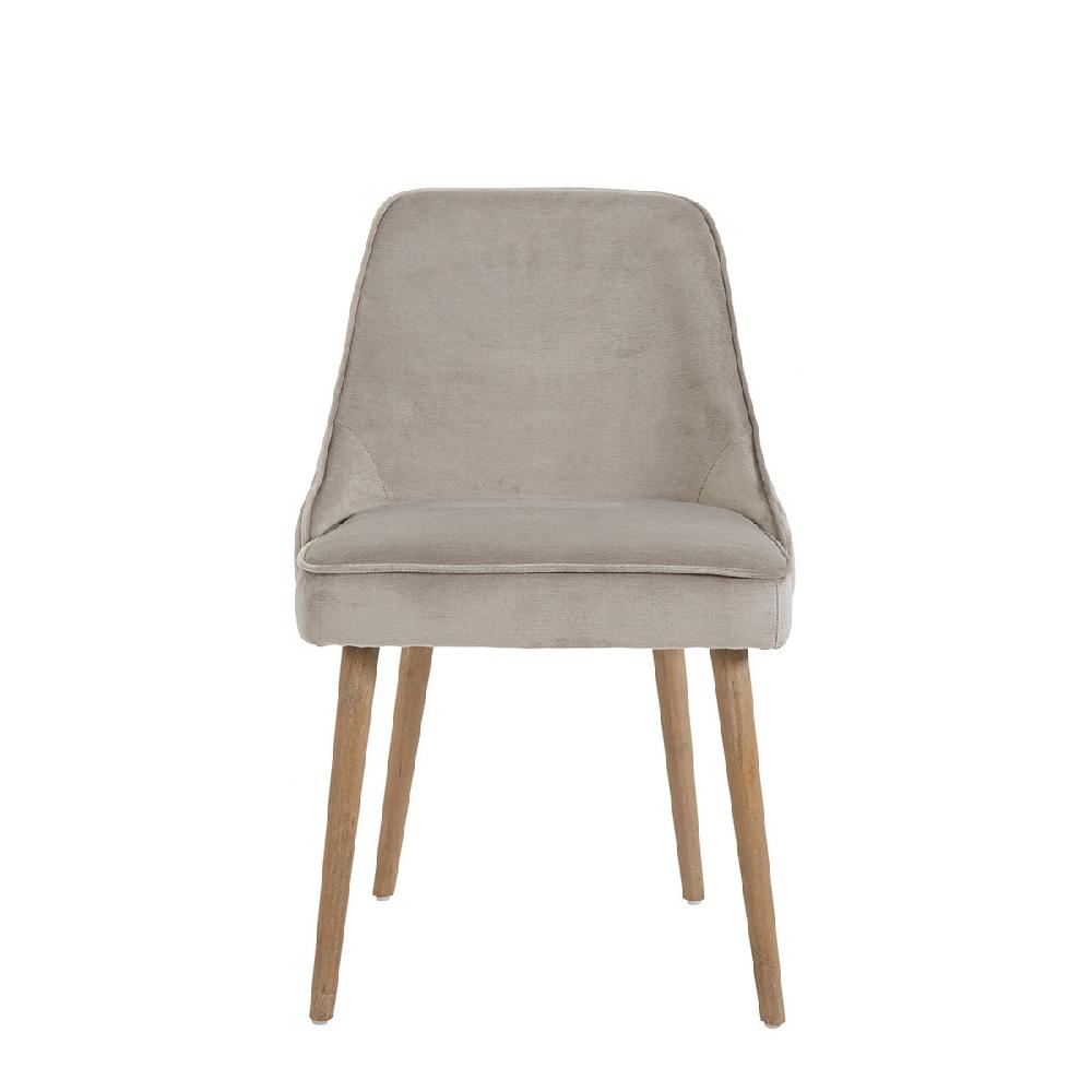 blanc d'ivoire Chaise MARCUS en velours - Grège