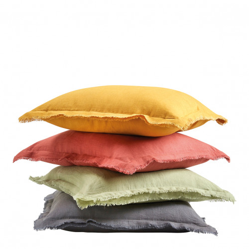 Blanc D'ivoire Coussin LÉA Lin - Safran