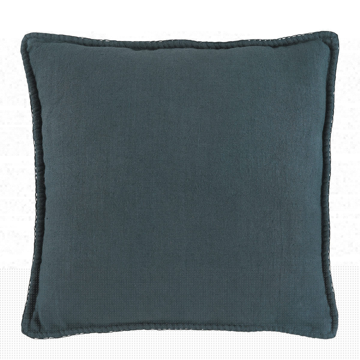 blanc d'ivoire Coussin LOUISE lin - Pétrole