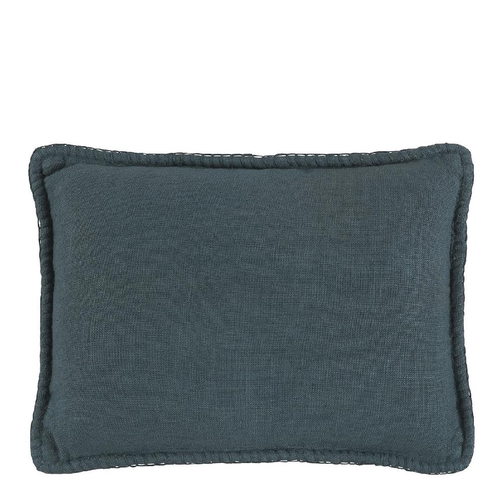 blanc d'ivoire Coussin LOUISE lin - Pétrole