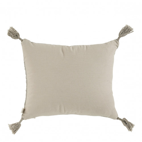 Blanc D'ivoire Coussin MATTÉO Velours Et Lin - Gris