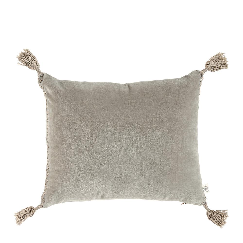 blanc d'ivoire Coussin MATTÉO velours et lin - Gris