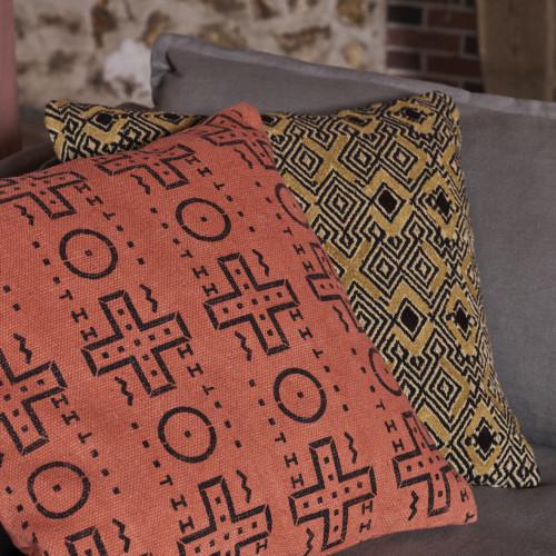 Blanc D'ivoire Coussin NINEKA Orange Brûlé