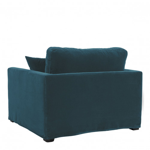 Blanc D'ivoire Fauteuil ANGIE En Velours - Bleu Paon