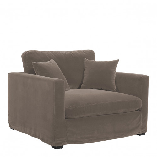 Blanc D'ivoire Fauteuil ANGIE En Velours - Taupe