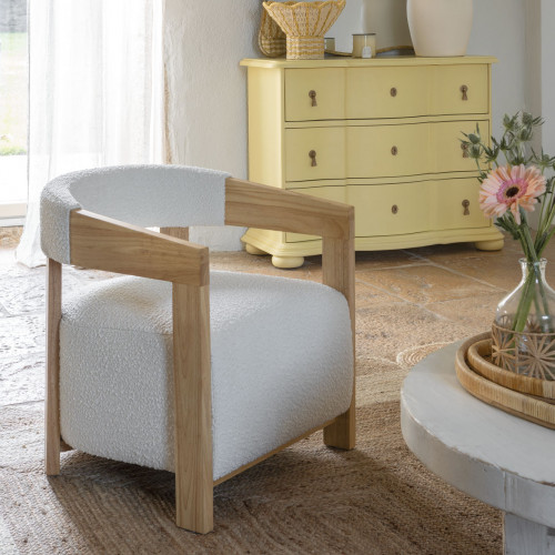 Blanc D'ivoire Fauteuil ARSÈNE En Bouclette - Crème
