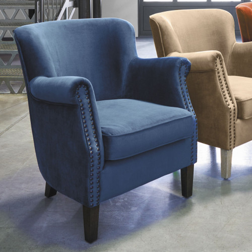 Blanc D'ivoire Fauteuil CLAUDE Bleu De Minuit