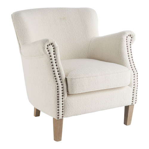 Blanc D'ivoire Fauteuil CLAUDE En Bouclette - Crème