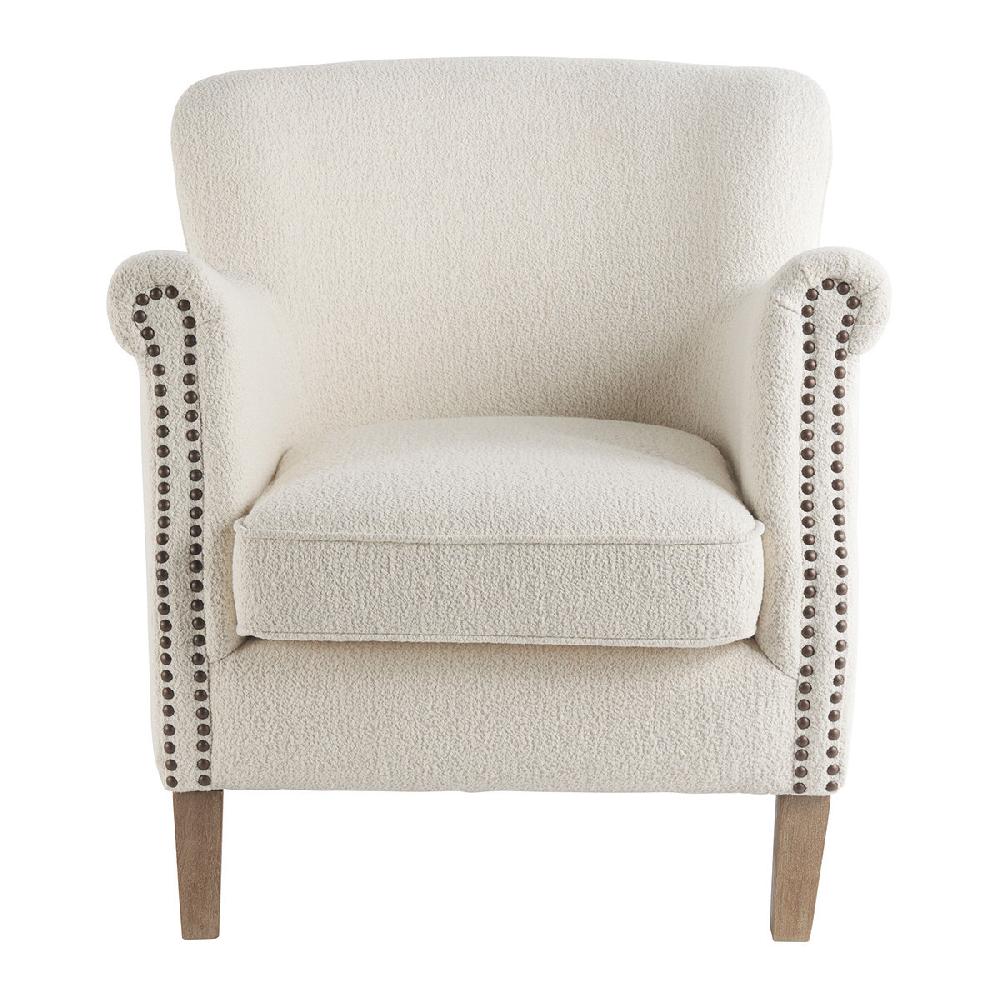 blanc d'ivoire Fauteuil CLAUDE en bouclette - Crème