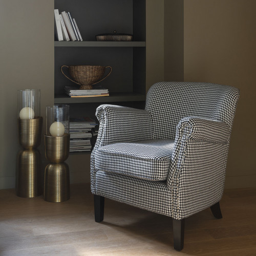 Blanc D'ivoire Fauteuil CLAUDE Pied-de-poule