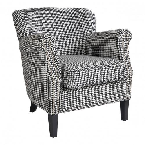 Blanc D'ivoire Fauteuil CLAUDE Pied-de-poule