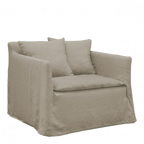 Blanc D'ivoire Fauteuil GABRIEL En Lin - Beige