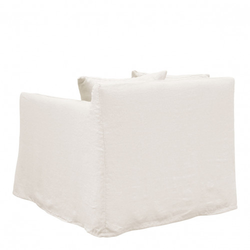 Blanc D'ivoire Fauteuil GABRIEL En Lin - Blanc