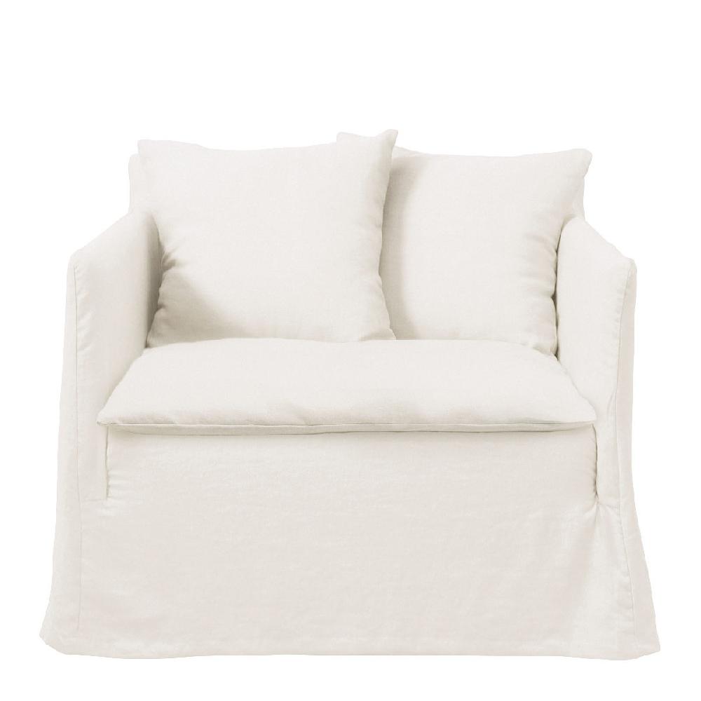 blanc d'ivoire Fauteuil GABRIEL en lin - Blanc