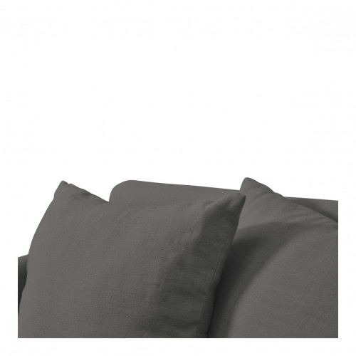 Blanc D'ivoire Fauteuil GABRIEL En Lin - Gris Foncé