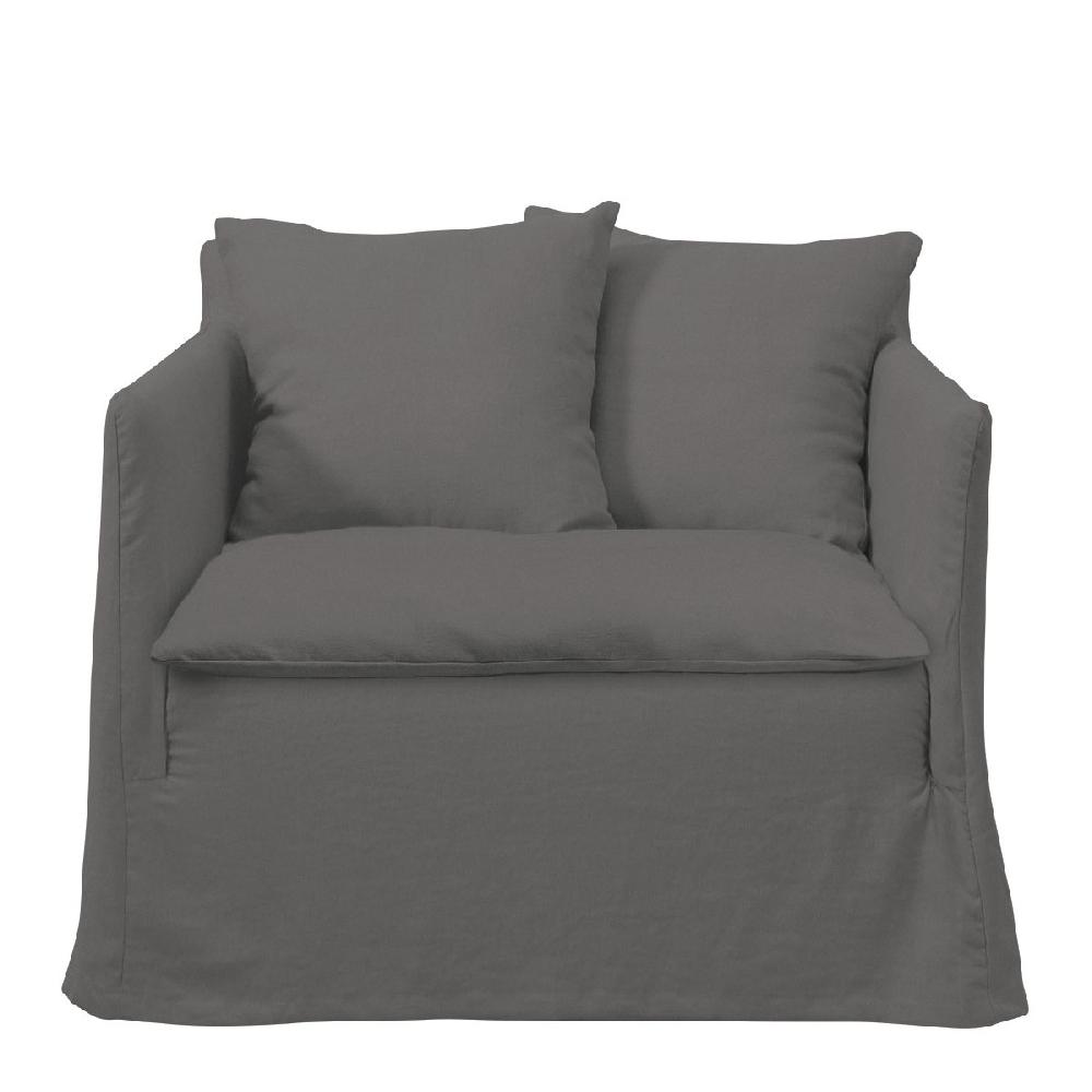 blanc d'ivoire Fauteuil GABRIEL en lin - Gris foncé