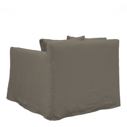 Blanc D'ivoire Fauteuil GABRIEL En Lin - Taupe