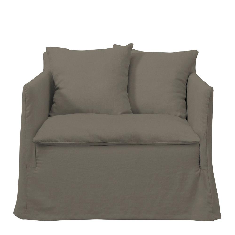 blanc d'ivoire Fauteuil GABRIEL en lin - Taupe