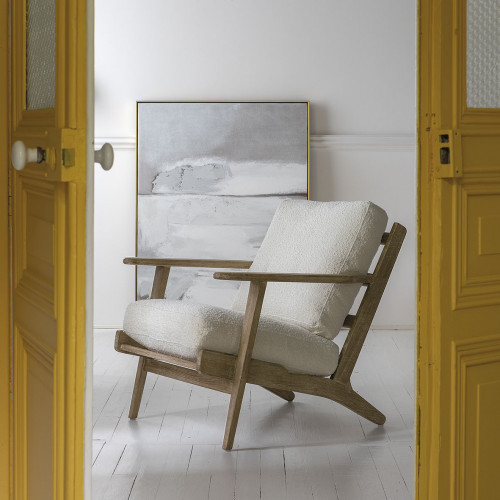 Blanc D'ivoire Fauteuil JULES En Coton Et Lin - Écru