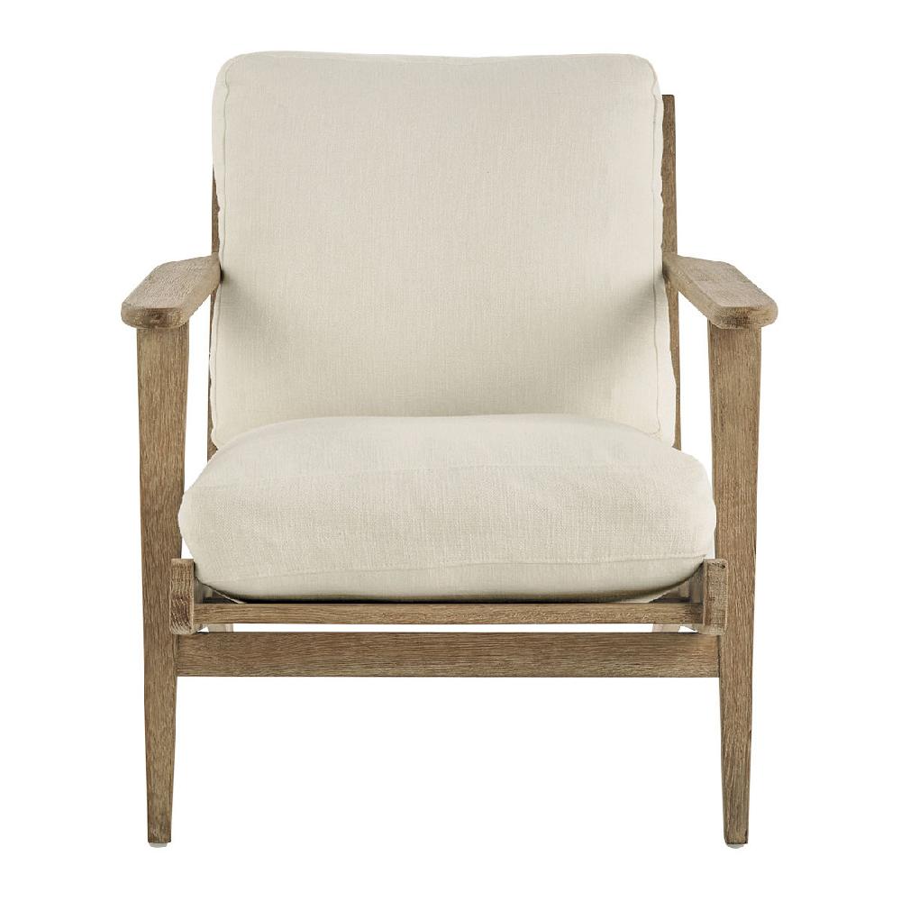 blanc d'ivoire Fauteuil JULES en coton et lin - Écru