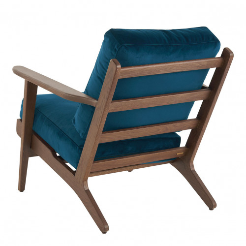 Blanc D'ivoire Fauteuil JULES En Velours - Bleu Nuit