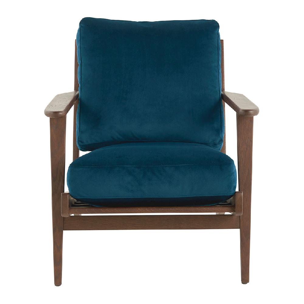 blanc d'ivoire Fauteuil JULES en velours - Bleu nuit
