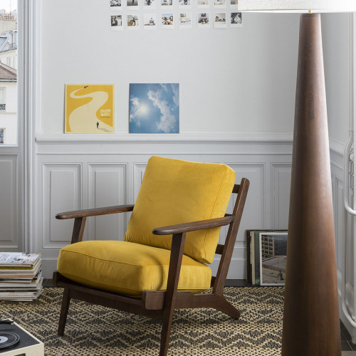 Blanc D'ivoire Fauteuil JULES En Velours - Safran