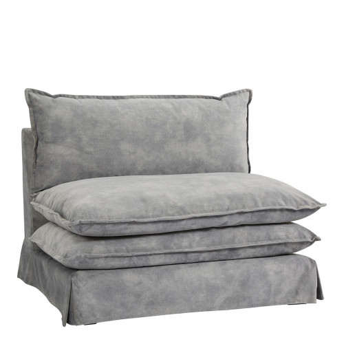 Blanc D'ivoire Fauteuil LEO Velours - Gris Clair