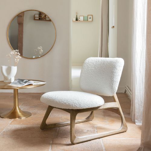 Blanc D'ivoire Fauteuil LINA En Bouclette - Crème