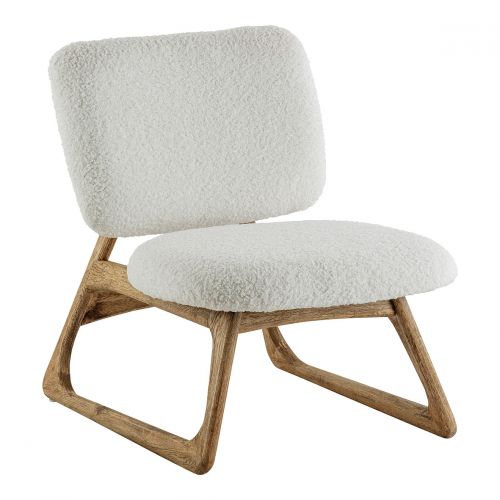 Blanc D'ivoire Fauteuil LINA En Bouclette - Crème