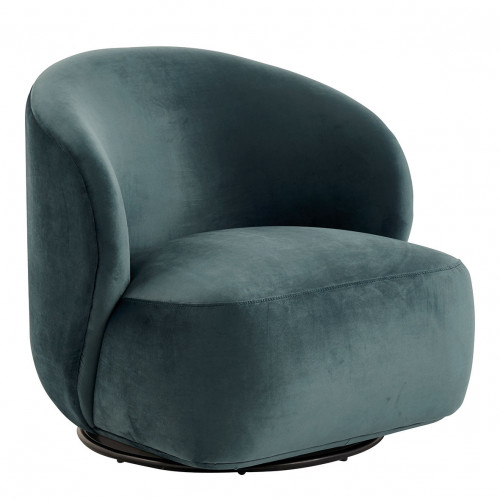 Blanc D'ivoire Fauteuil LISETTE En Velours - Bleu