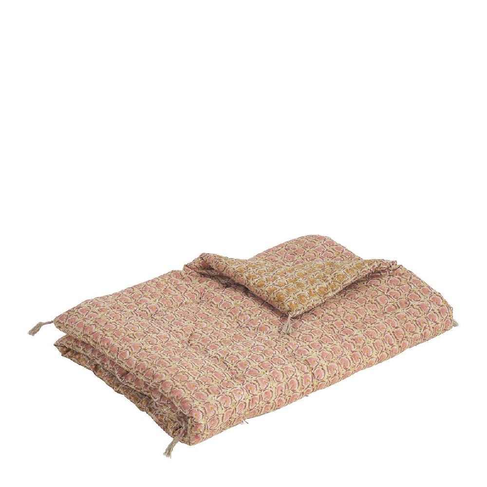 blanc d'ivoire Futon FLORA coton - 180 x 80 cm - Rose