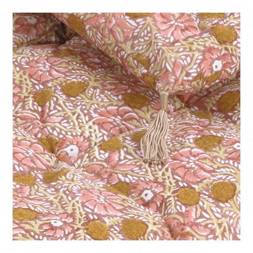 Blanc D'ivoire Futon JUNGLE Coton - 180 X 80 Cm - Rose