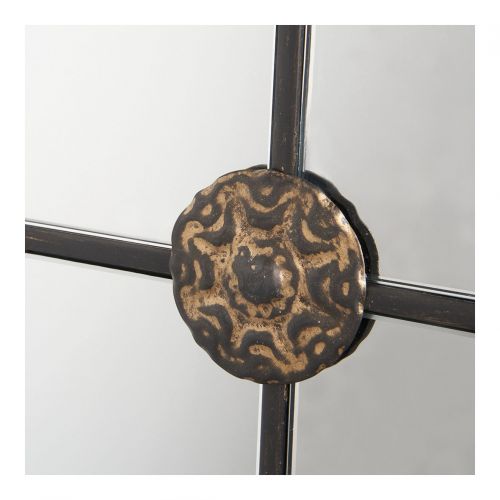 Blanc D'ivoire Miroir BASILE En Métal Noir - H. 80 Cm