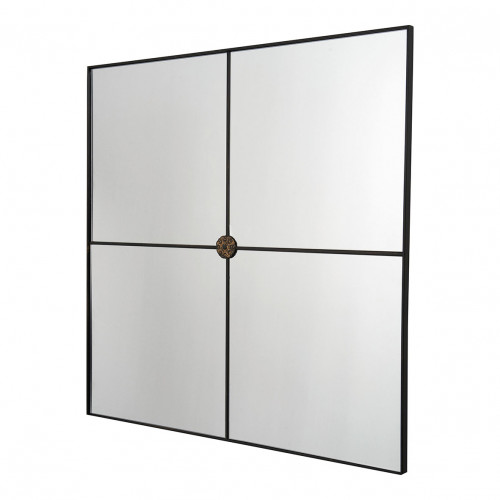 Blanc D'ivoire Miroir BASILE En Métal Noir - H. 80 Cm