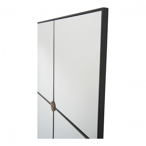 Blanc D'ivoire Miroir BASILE En Métal Noir - H. 80 Cm