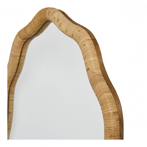 Blanc D'ivoire Miroir LOLA En Rotin - H. 90 Cm