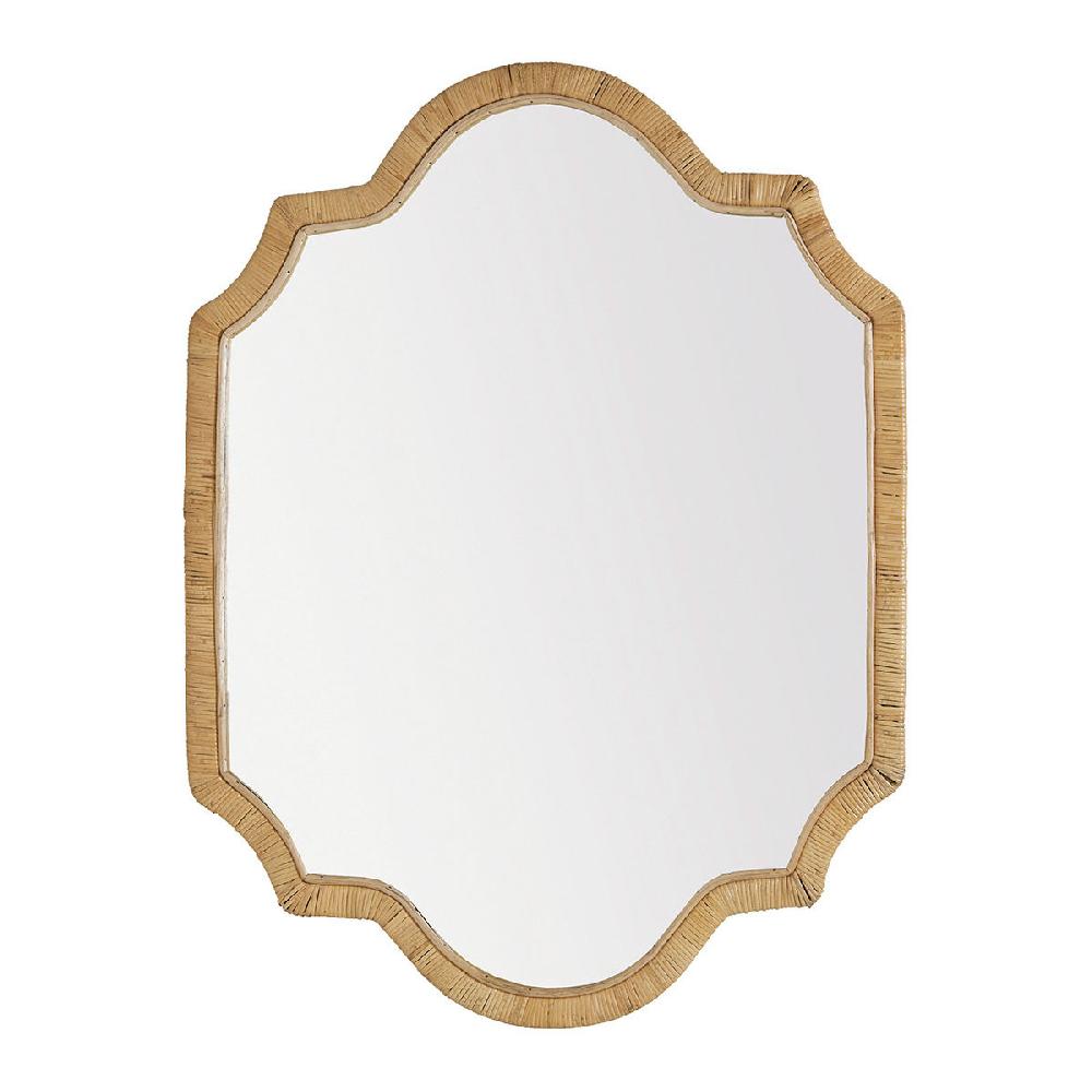 blanc d'ivoire Miroir MATHILDE en rotin - H. 120 cm
