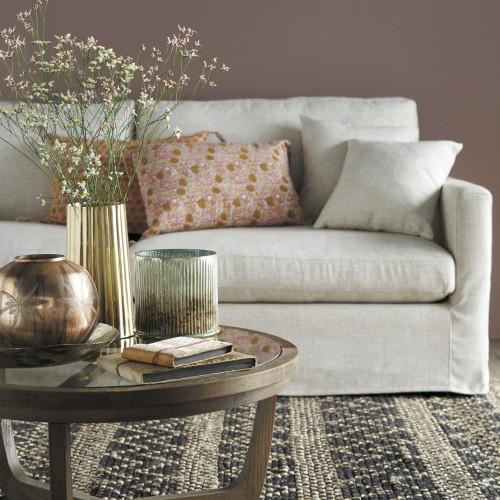 Blanc D'ivoire Photophore Vase Strié Doré