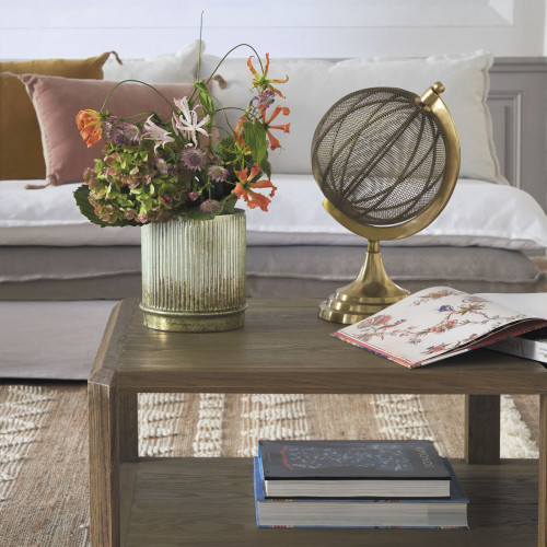 Blanc D'ivoire Photophore Vase Strié Doré Oxydé