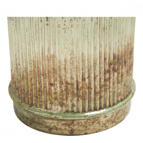 Blanc D'ivoire Photophore Vase Strié Doré Oxydé