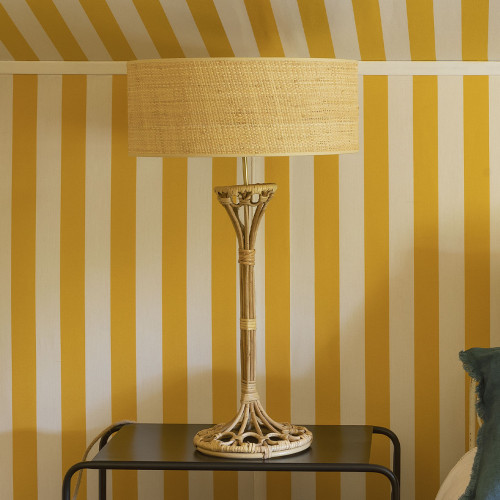 Blanc D'ivoire Pied De Lampe SALOMÉ En Rotin