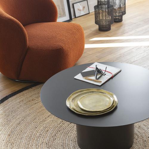 Blanc D'ivoire Table Basse ANDREA En Métal Noir