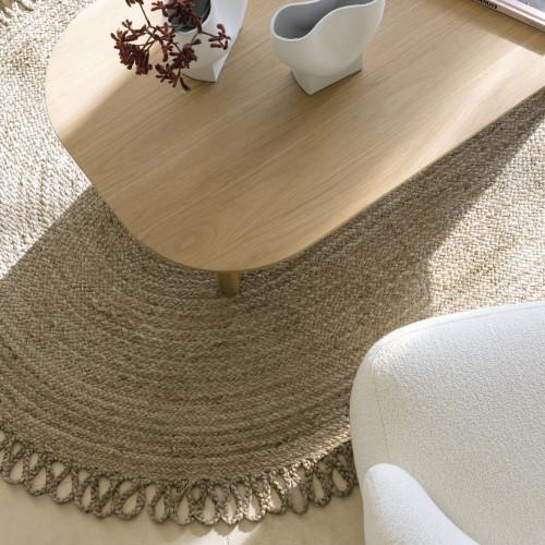 Blanc D'ivoire Tapis OVALE En Jute - 250 X 140 Cm