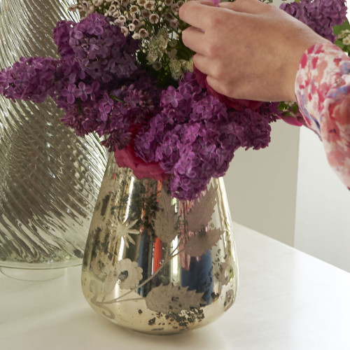 Blanc D'ivoire Vase Éden Doré Antique Brillant